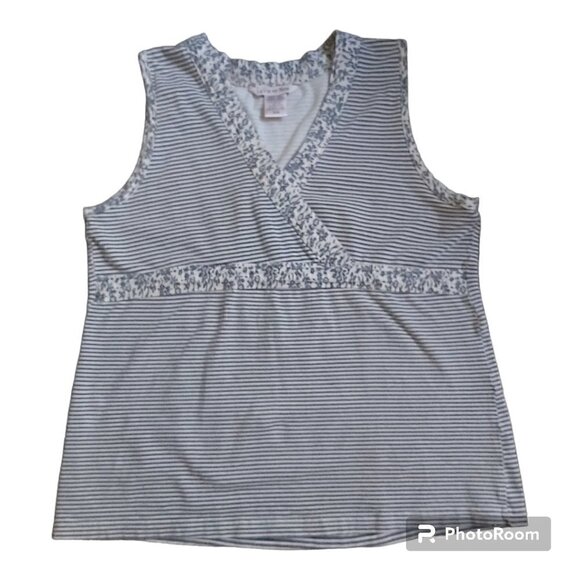 La Vie en Rose Women's Cotton Blend Lounge Surplice Neck Top Empire Waist-Size S - Picture 1 of 5